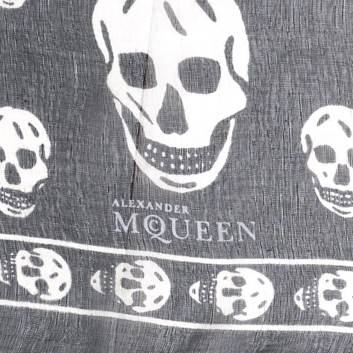 Silk Chiffon Skull Scarf Black Ivory