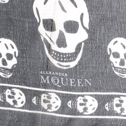 Alexander McQueen Silk Chiffon Skull Scarf Black Ivory 3 of 4
