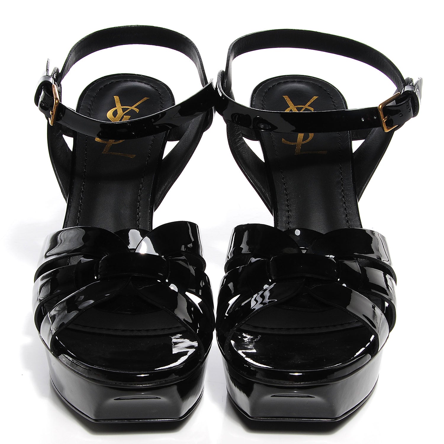 Saint Laurent Patent Tribute 75 Platform Sandals 39 Black 2 of 7