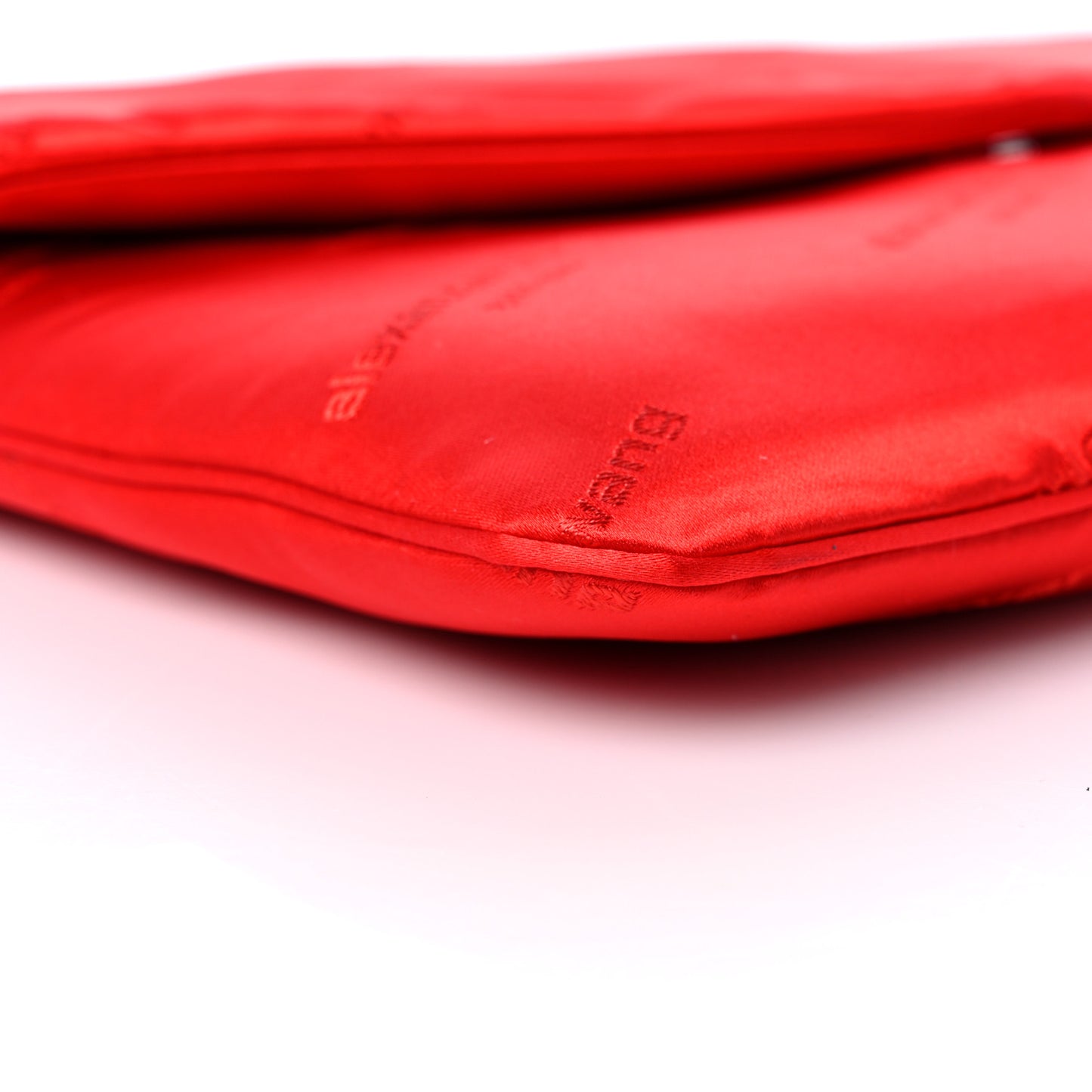 Jacquard Satin Diagonal Logo Large Envelope Pouch Bright Red
