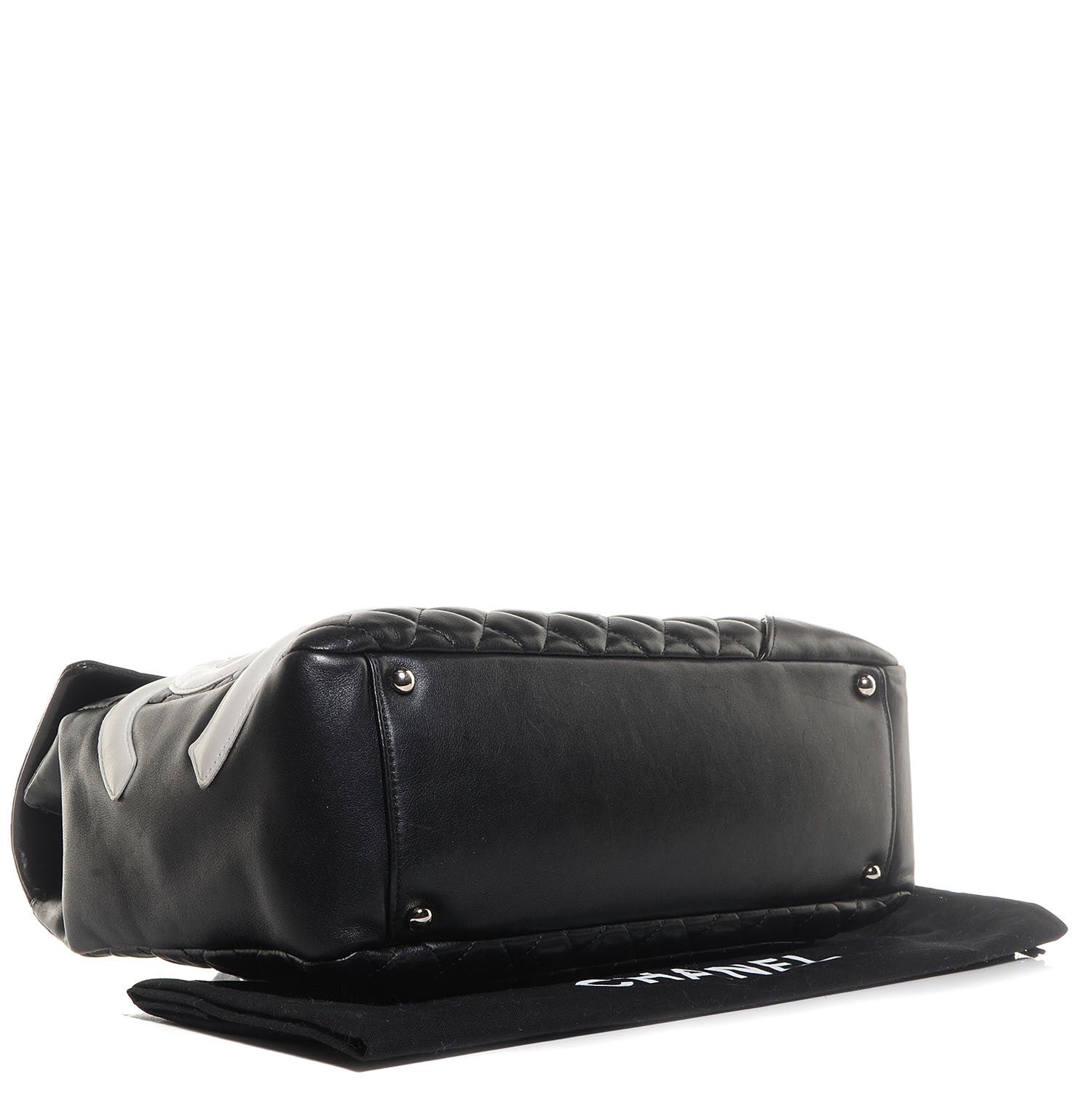 Chanel Calfskin Quilted Large Cambon Flap Black White 4 of 8