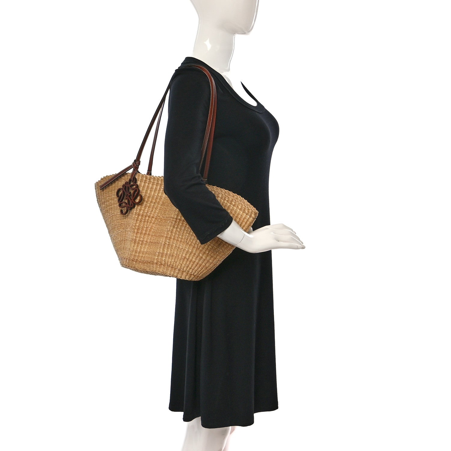 Loewe Calfskin Raffia Paulas Ibiza Small Basket Tote Bag Natural Tan 2 of 8