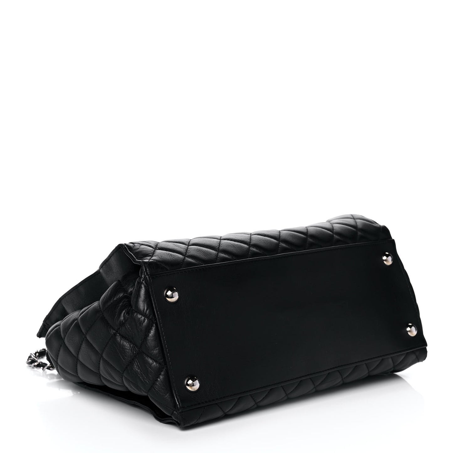 Calfskin Quilted Large Chic and Soft Shopping Tote Black