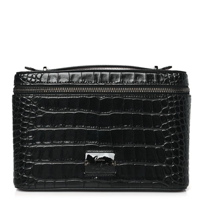 Christian Louboutin Crocodile Embossed Calfskin Kypipouch Travel Toiletry Case Black 1 of 10