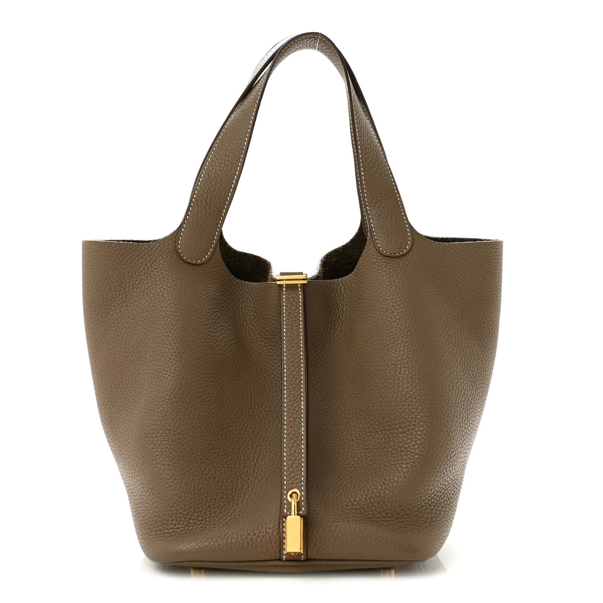 Hermes Taurillon Clemence Picotin Lock 22 MM Etoupe 1 of 12