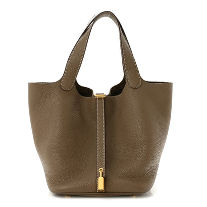 Hermes Taurillon Clemence Picotin Lock 22 MM Etoupe 1 of 12