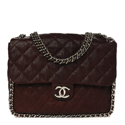 Chanel Washed Lambskin Quilted Chain Around Maxi Flap Dark Brown 1 of 10