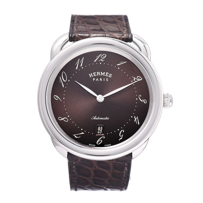 Hermes Stainless Steel Alligator 41mm Arceau Automatic Watch Havane 1 of 8