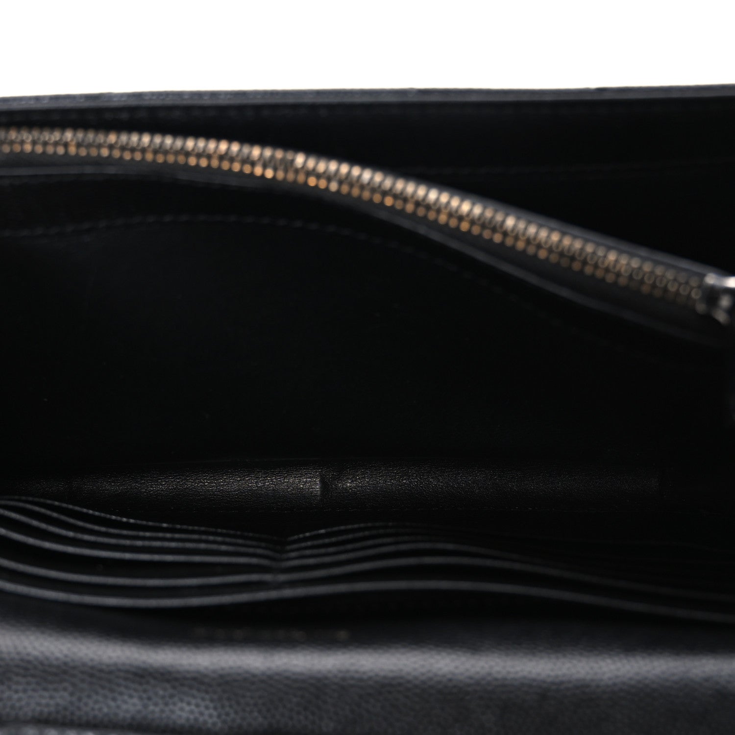 Saint Laurent Grain De Poudre Matelasse Chevron Monogram Monochrome Envelope Chain Wallet Black 5 of 9