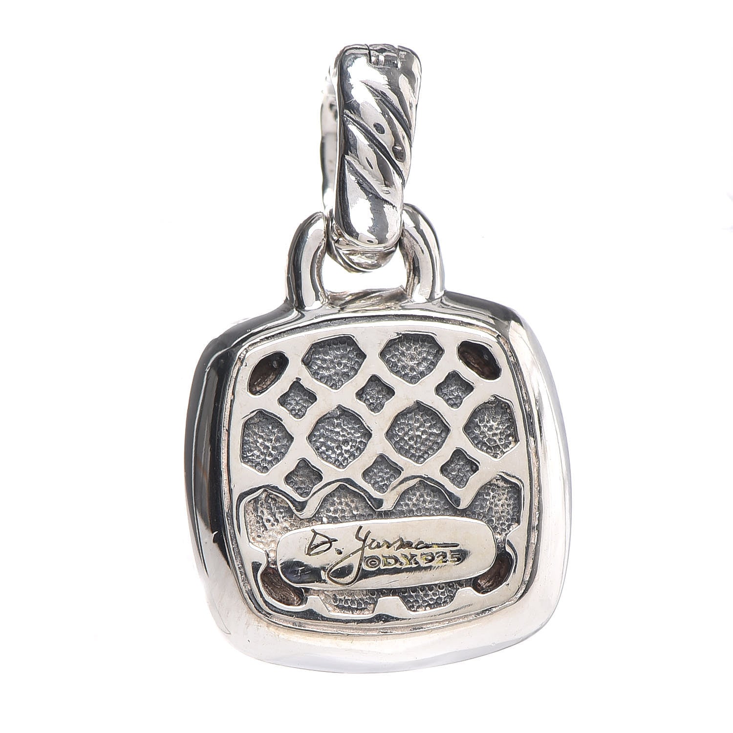 David Yurman Sterling Silver Diamond Black Onyx 11mm Albion Enhancer Pendant 3 of 5