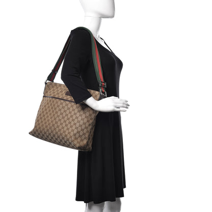 Gucci Monogram Web Medium Flat Messenger Bag Brown 2 of 21