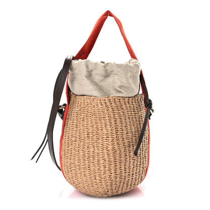 Chloe X MIFUKO Raffia Calfskin Small Woody Basket Shoulder Orange Beige 1 of 11