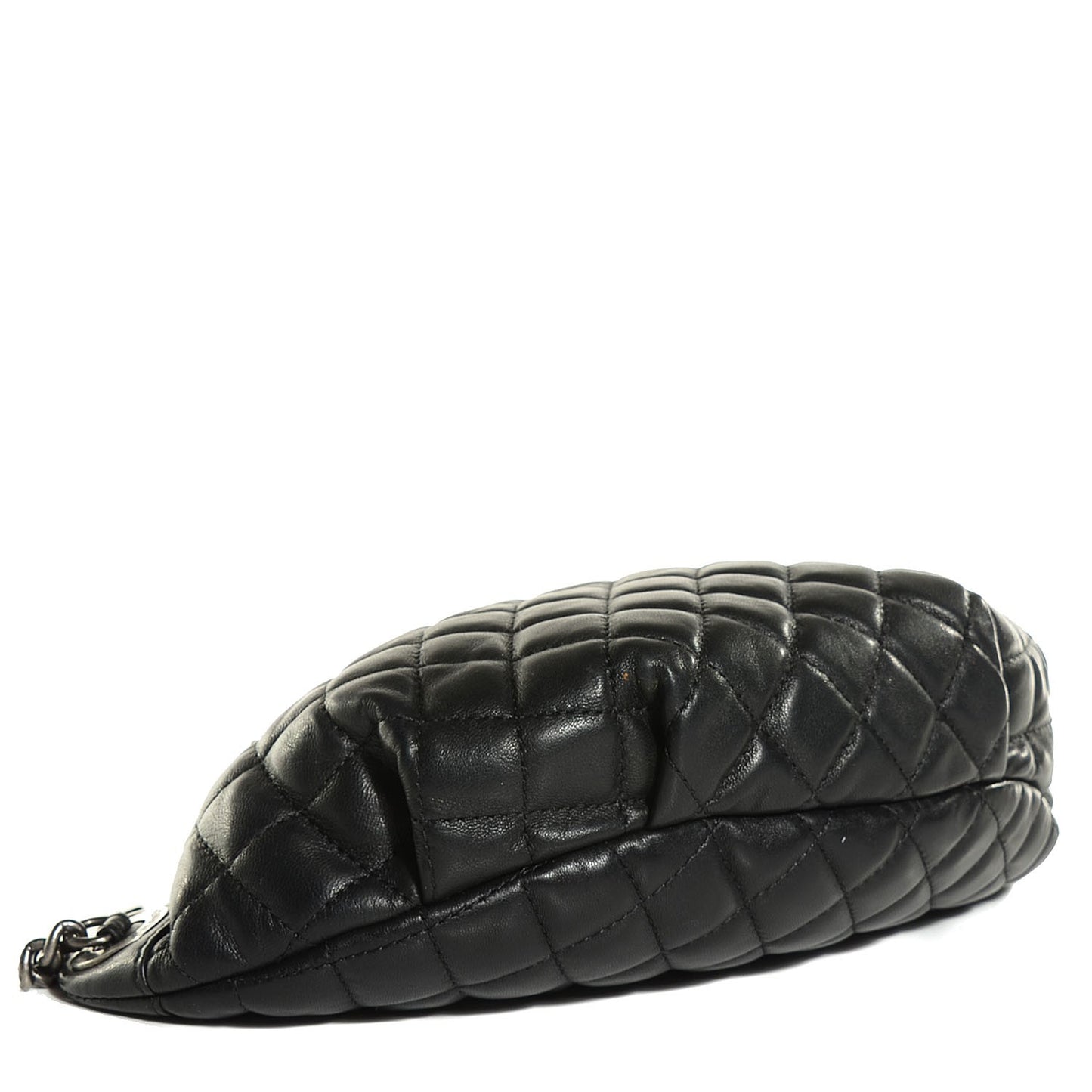 Lambskin Quilted Banane Waist Bag Fanny Pack Black