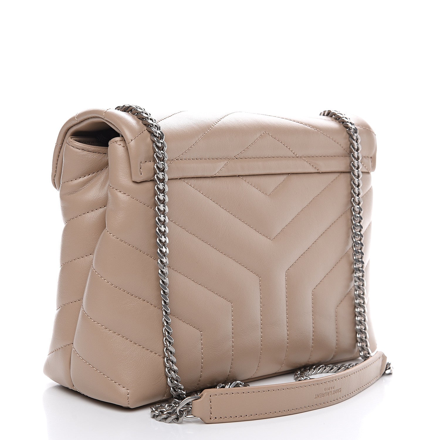 Saint Laurent Calfskin Y Quilted Monogram Small Loulou Chain Satchel Nude Powder 2 of 10