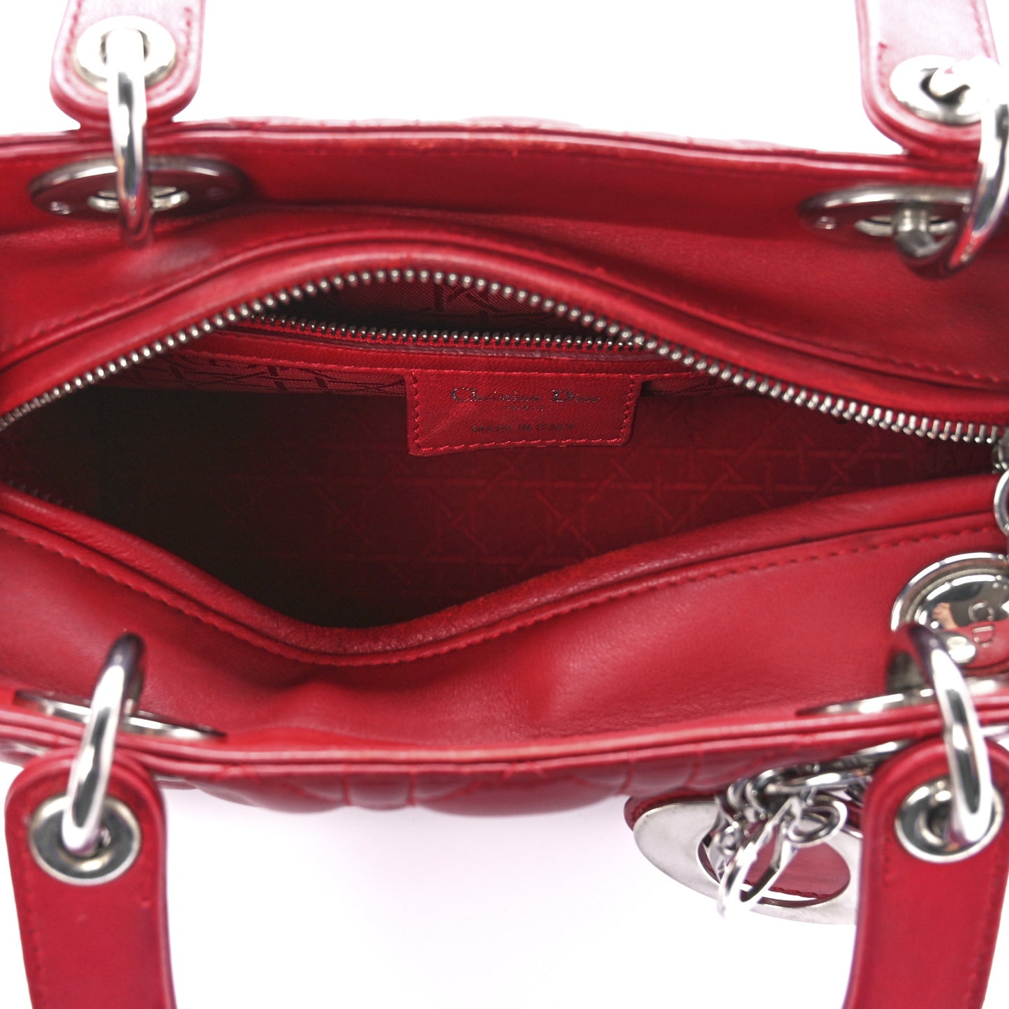 Lambskin Cannage Medium Lady Dior Red