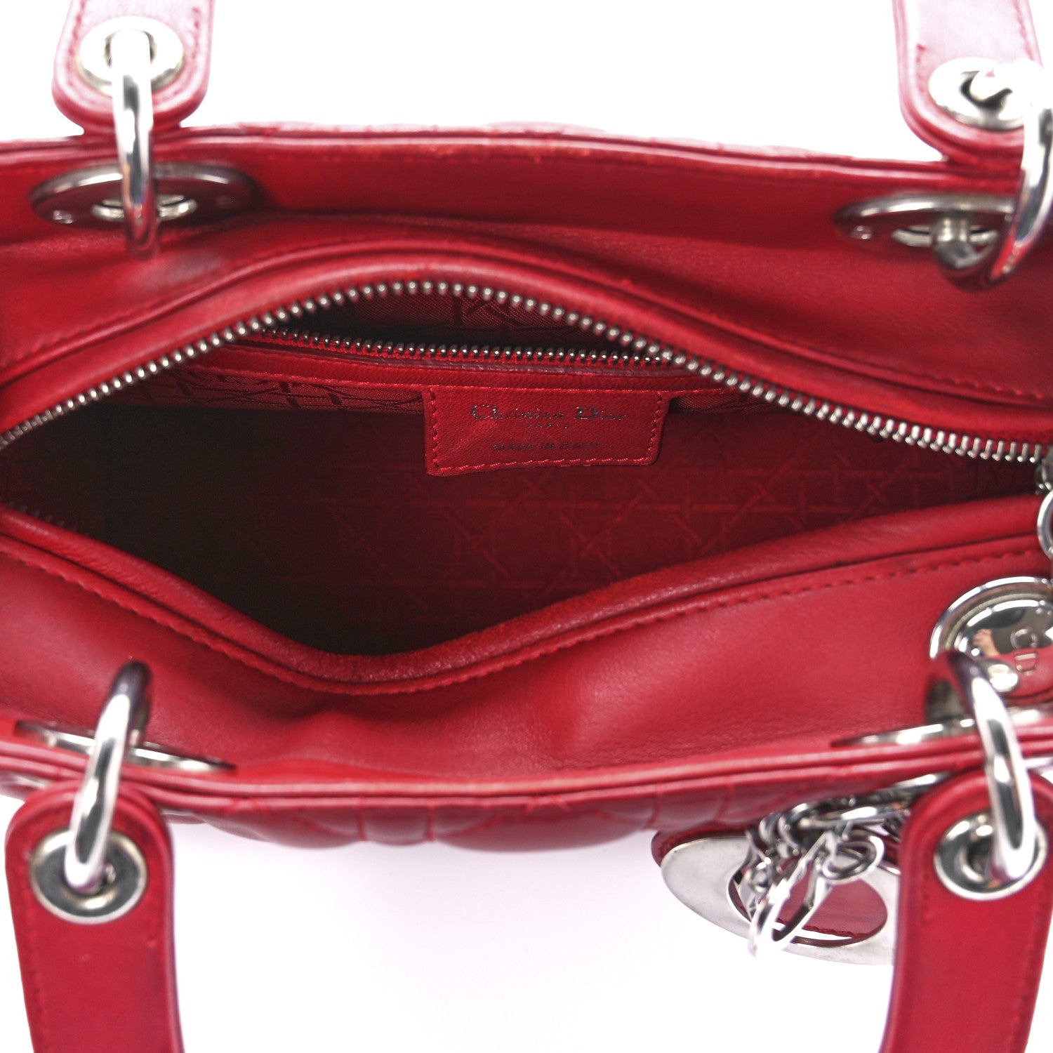 Christian Dior Lambskin Cannage Medium Lady Dior Red 5 of 11