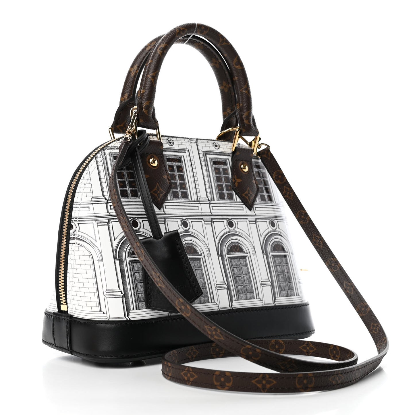 X FORNASETTI Calfskin Architettura Alma BB Black White