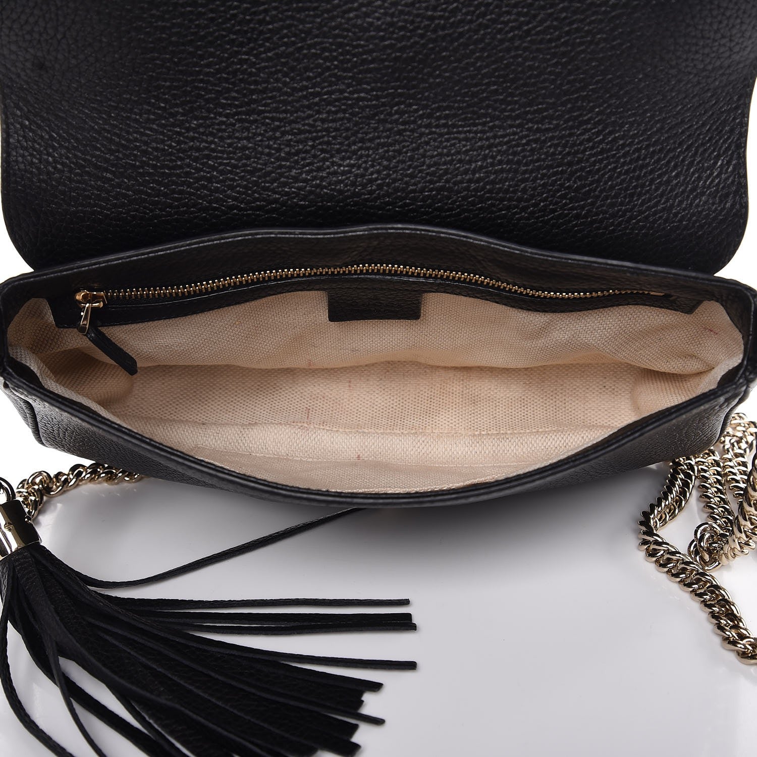 Gucci Pebbled Calfskin Medium Soho Flap Crossbody Black 5 of 9