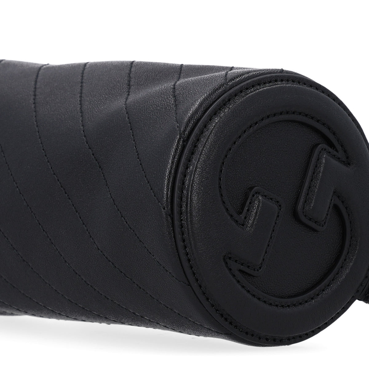 Gucci Sakai Be Green Calfskin Diagonal Stitched Mini Blondie Barrel Shoulder Bag Black 10 of 10