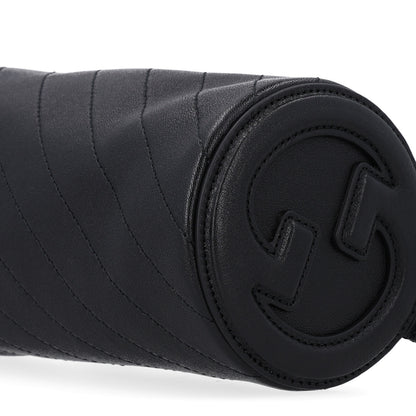 Gucci Sakai Be Green Calfskin Diagonal Stitched Mini Blondie Barrel Shoulder Bag Black 10 of 10