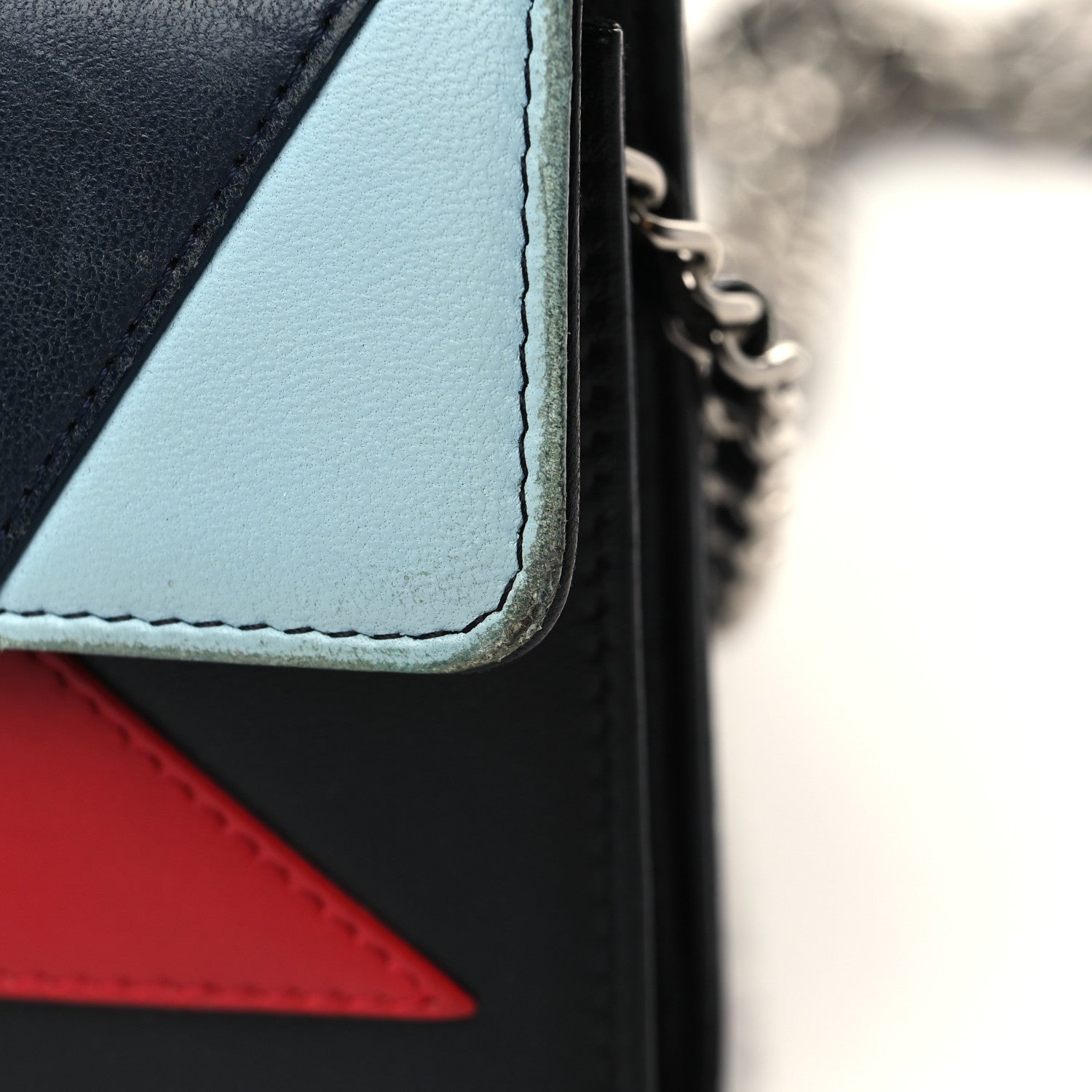 Chanel Lambskin Airlines Wallet On Chain WOC Blue Black Red 11 of 15