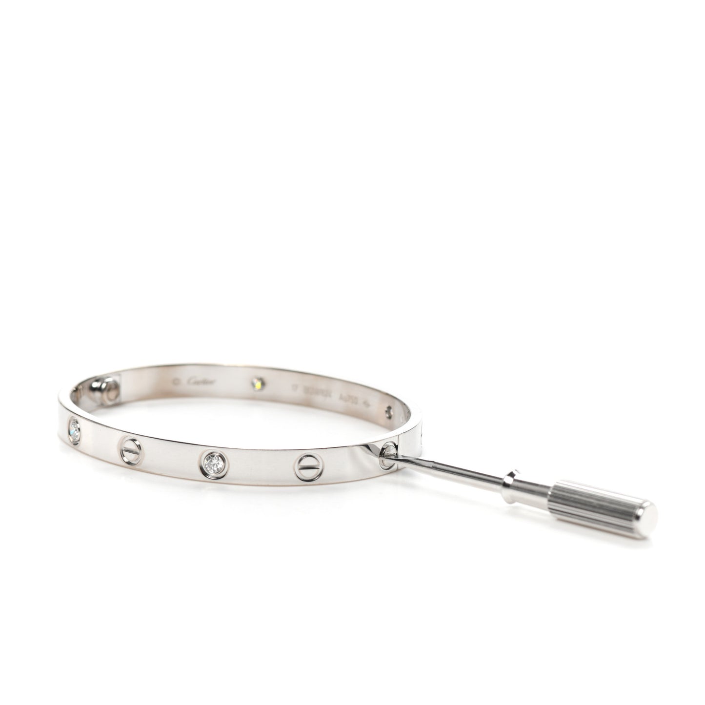 18K White Gold 4 Diamond LOVE Bracelet 17