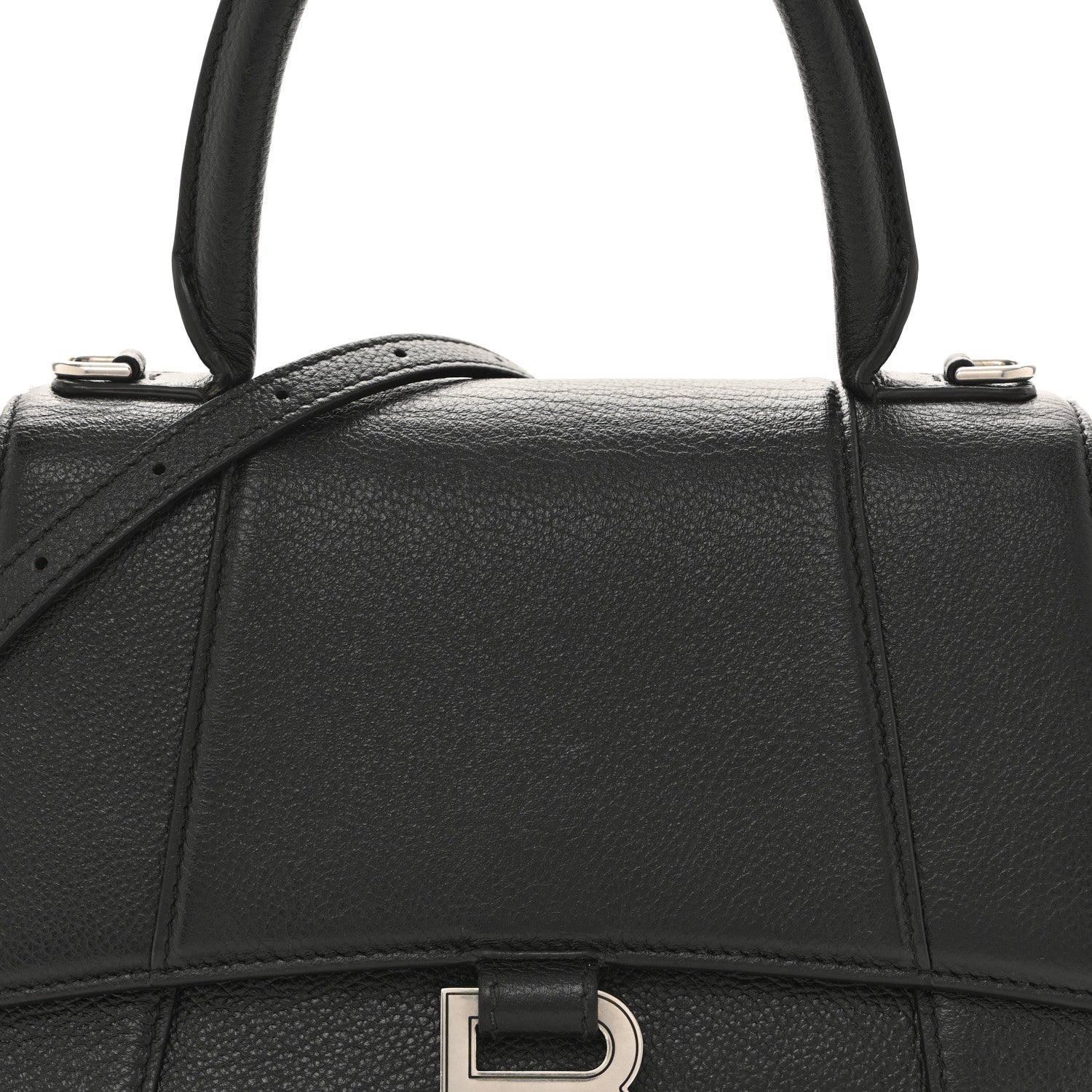 Balenciaga Grained Calfskin Small Hourglass Top Handle Bag Black 9 of 13