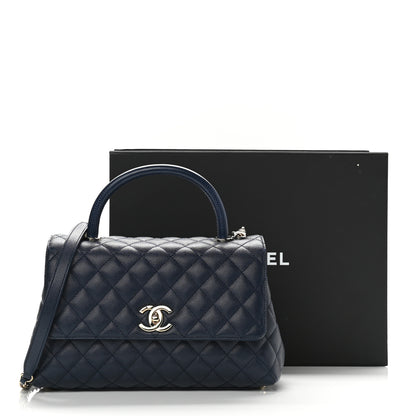 Chanel Caviar Lizard Embossed Quilted Small Coco Handle Flap Navy Blue 9 of 9