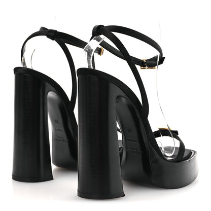 Saint Laurent Calfskin Platz 105 Platform Sandals 38 Black 5 of 10