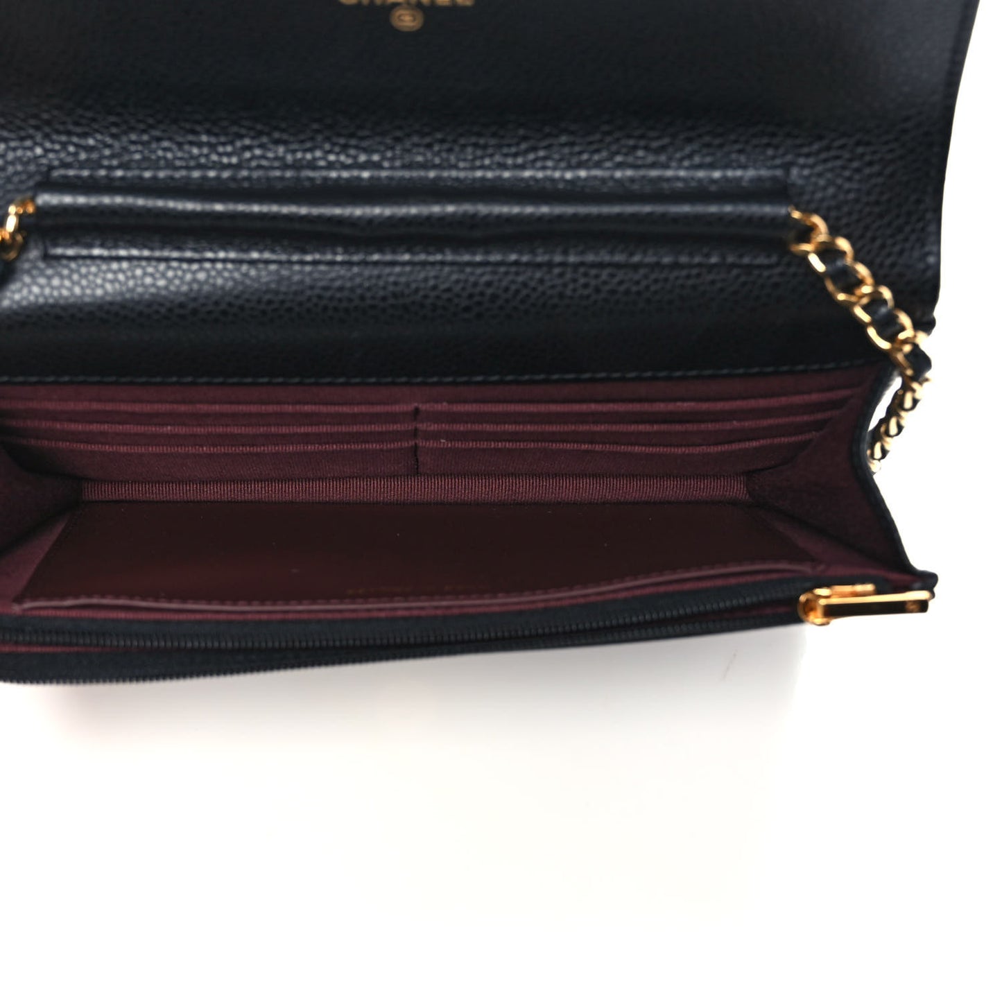 Caviar Quilted Wallet on Chain WOC Black