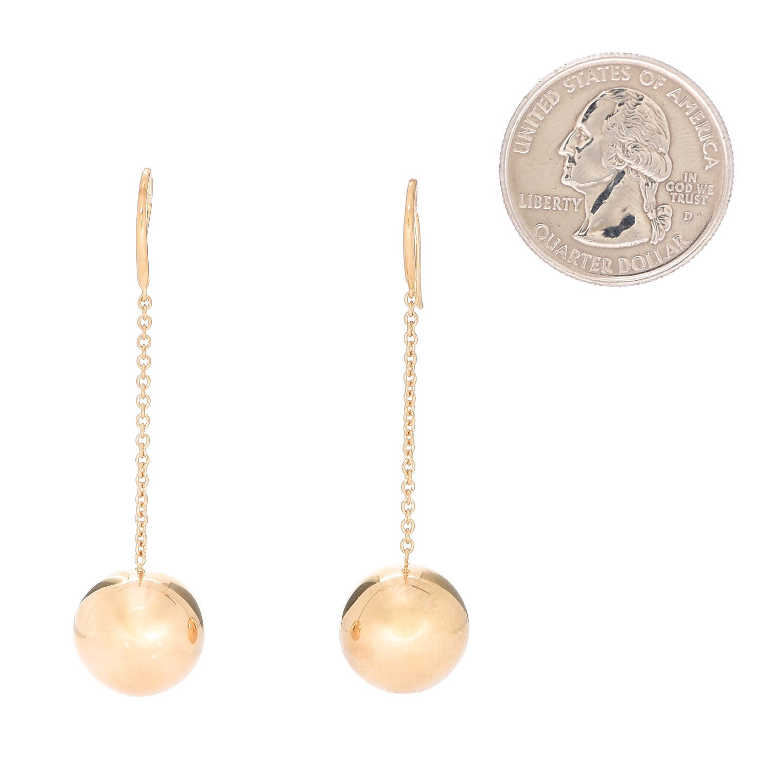 Tiffany 18K Yellow Gold 14mm HardWear Ball Hook Drop Earrings 2 of 5