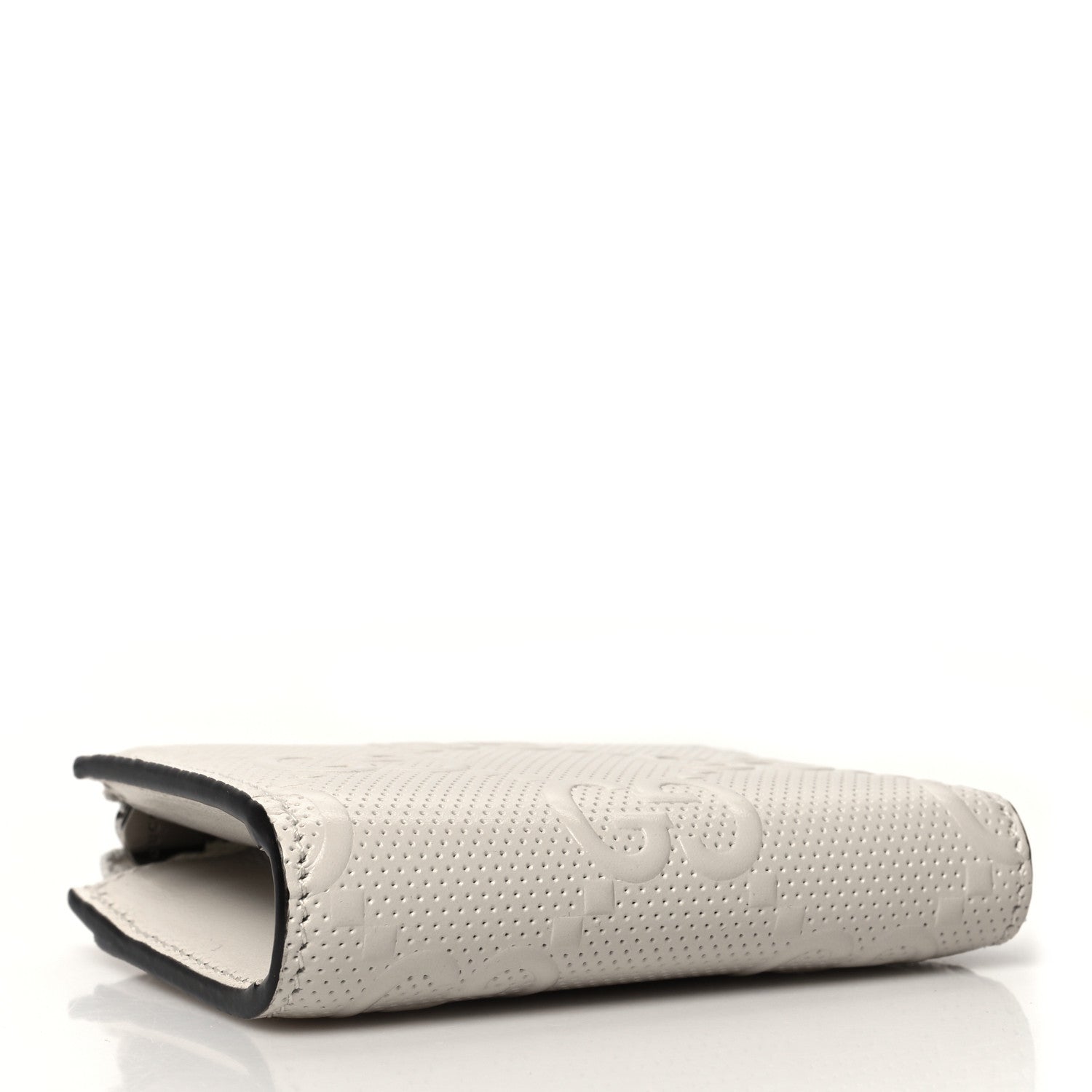 Gucci Calfskin GG Tennis Embossed Zip Around Card Case Wallet Mystic White 4 of 11