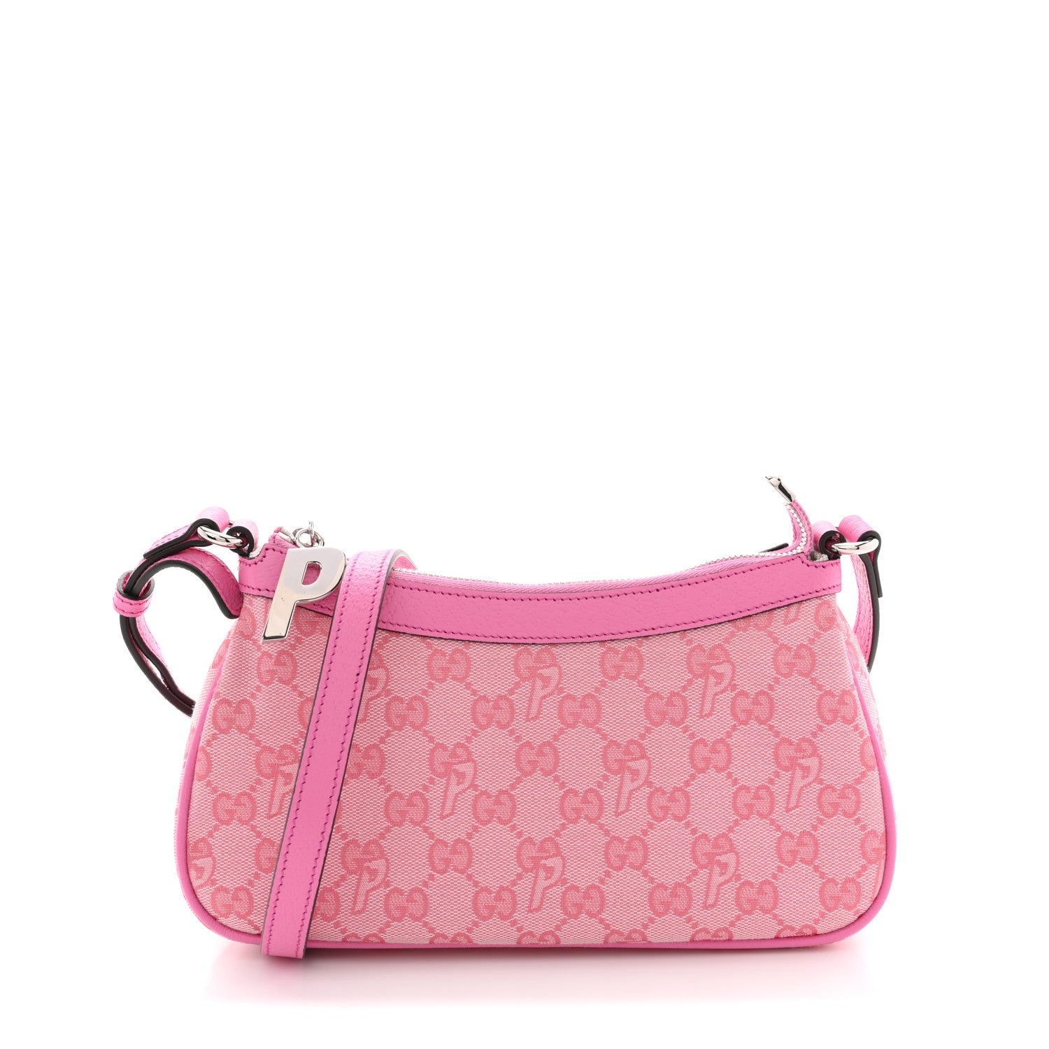 Gucci X PALACE GG Supreme Monogram Palace Textured Dollar Calfskin Shoulder Bag Pink Pale Rose Palace 1 of 11