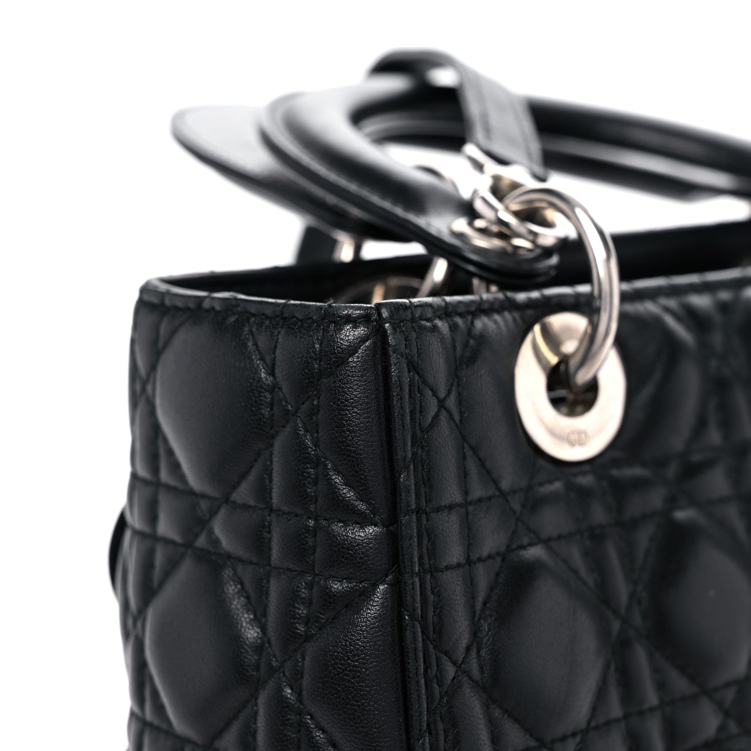 Christian Dior Lambskin Cannage Medium Lady Dior Black 12 of 18