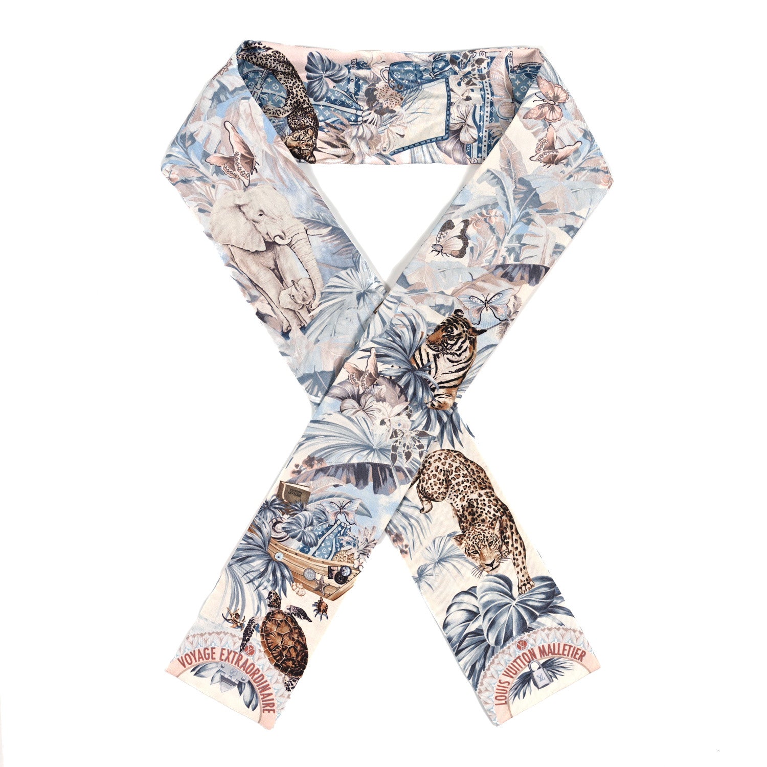 Louis Vuitton Silk Voyage Extraordinaire Bandeau Blue Grey 1 of 3