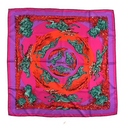 Hermes Silk Guepards Scarf 90 Fuchsia Violet Rouge 1 of 3