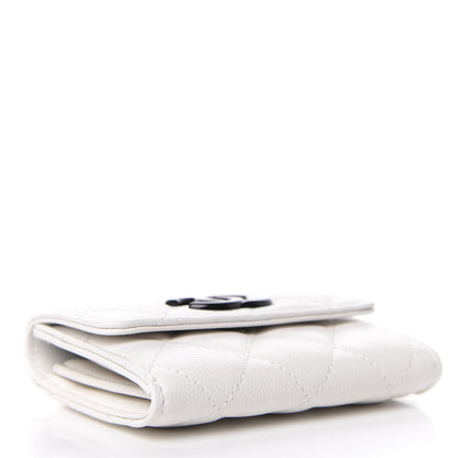 Chanel Caviar Quilted My Everything Flap Card Holder Wallet White Black 4 of 8