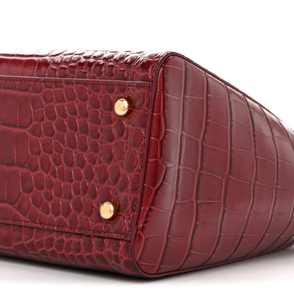 Chanel Calfskin Crocodile Embossed Archetype Small Shopping Tote Burgundy 10 of 11
