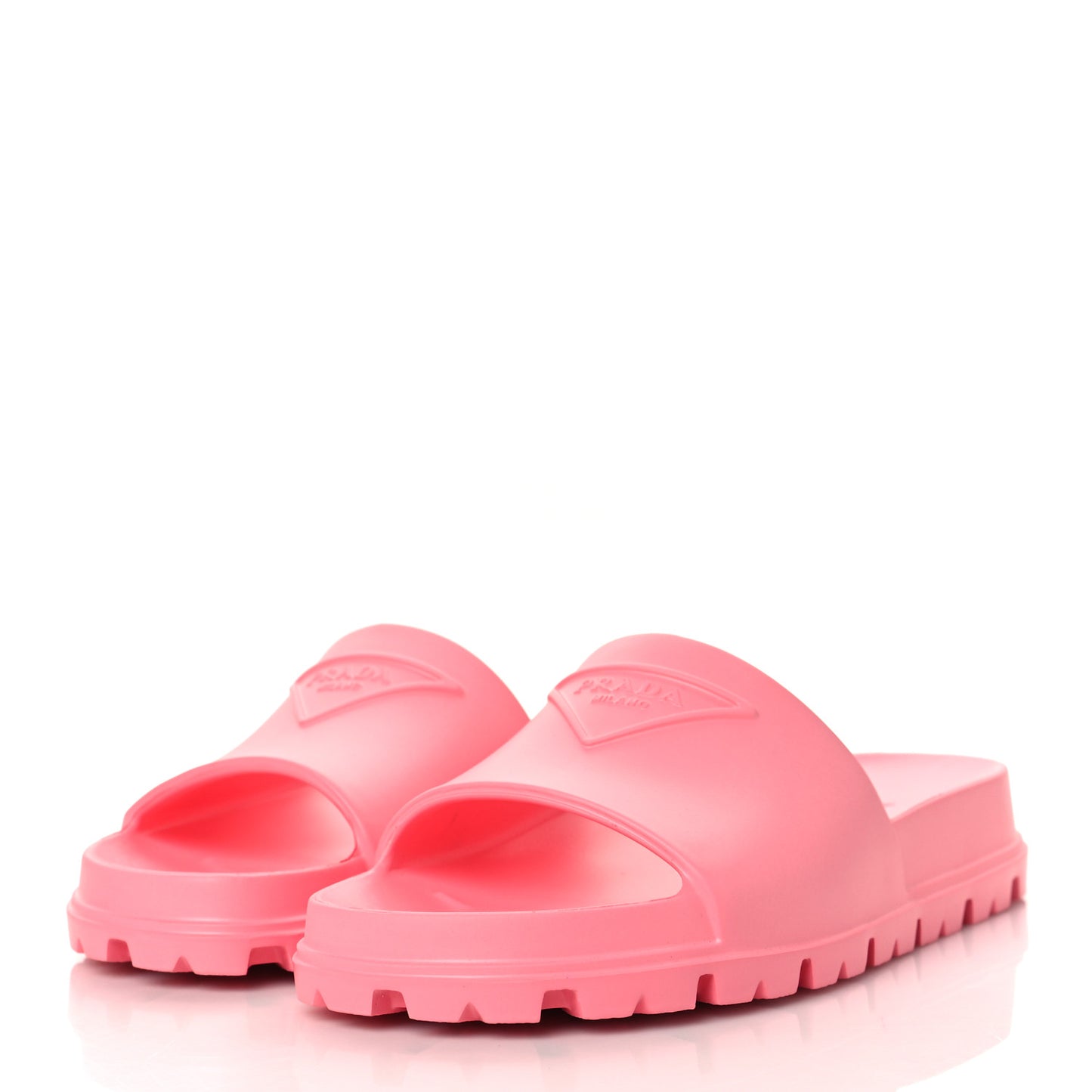 EVA Rubber Triangle Logo Embossed Womens Lug Sole 20mm Slide Sandals 39 Begonia
