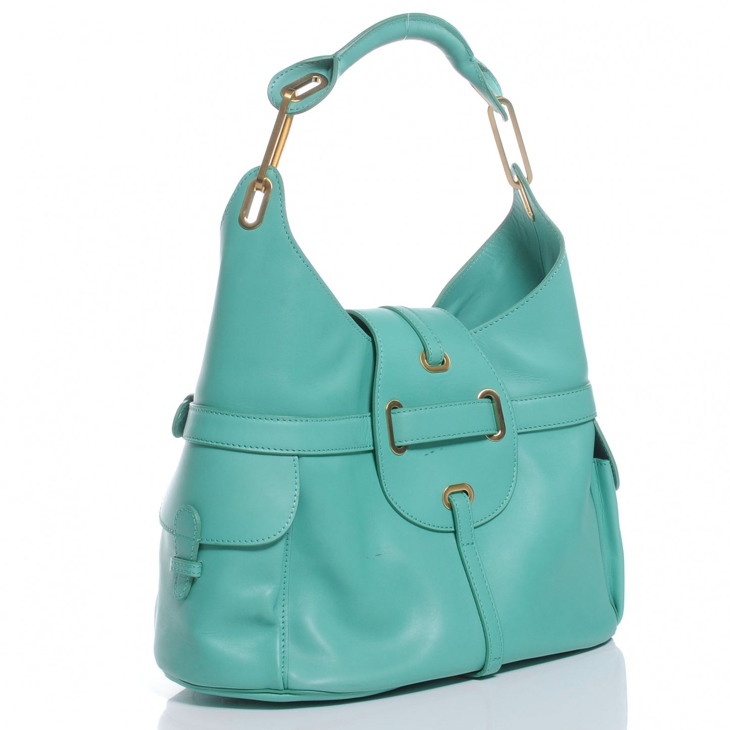 Leather Torquay Flap Bag Turquoise