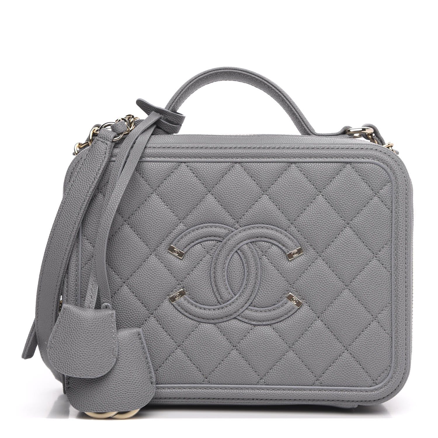 Chanel Caviar Quilted Medium CC Filigree Vanity Case Grey 1 of 9
