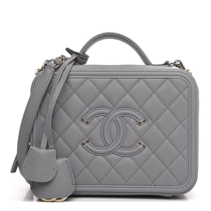 Chanel Caviar Quilted Medium CC Filigree Vanity Case Grey 1 of 9