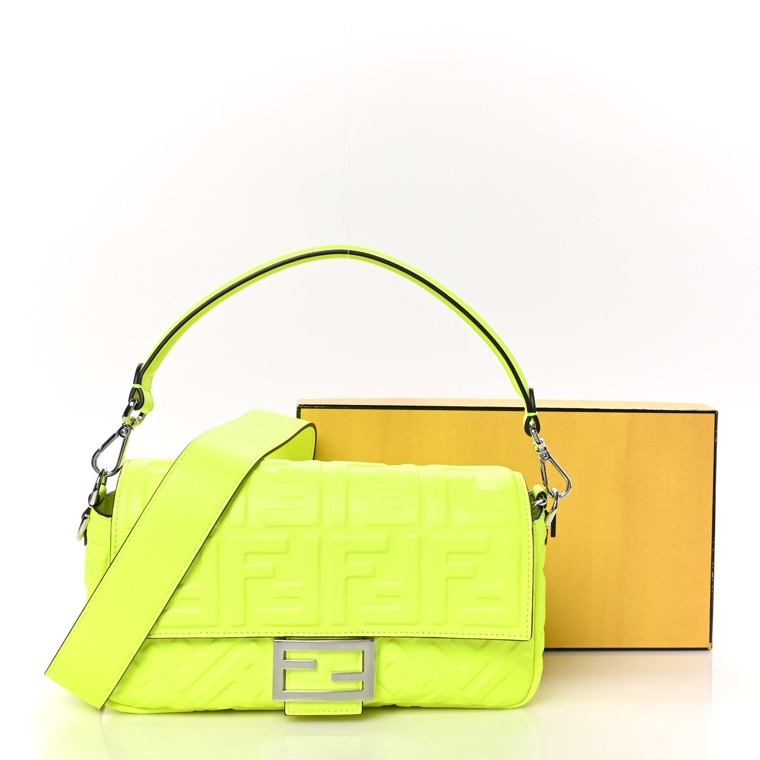 Fendi X MARC JACOBS Nappa FF 1974 Embossed Baguette Yellow Fluo 12 of 12