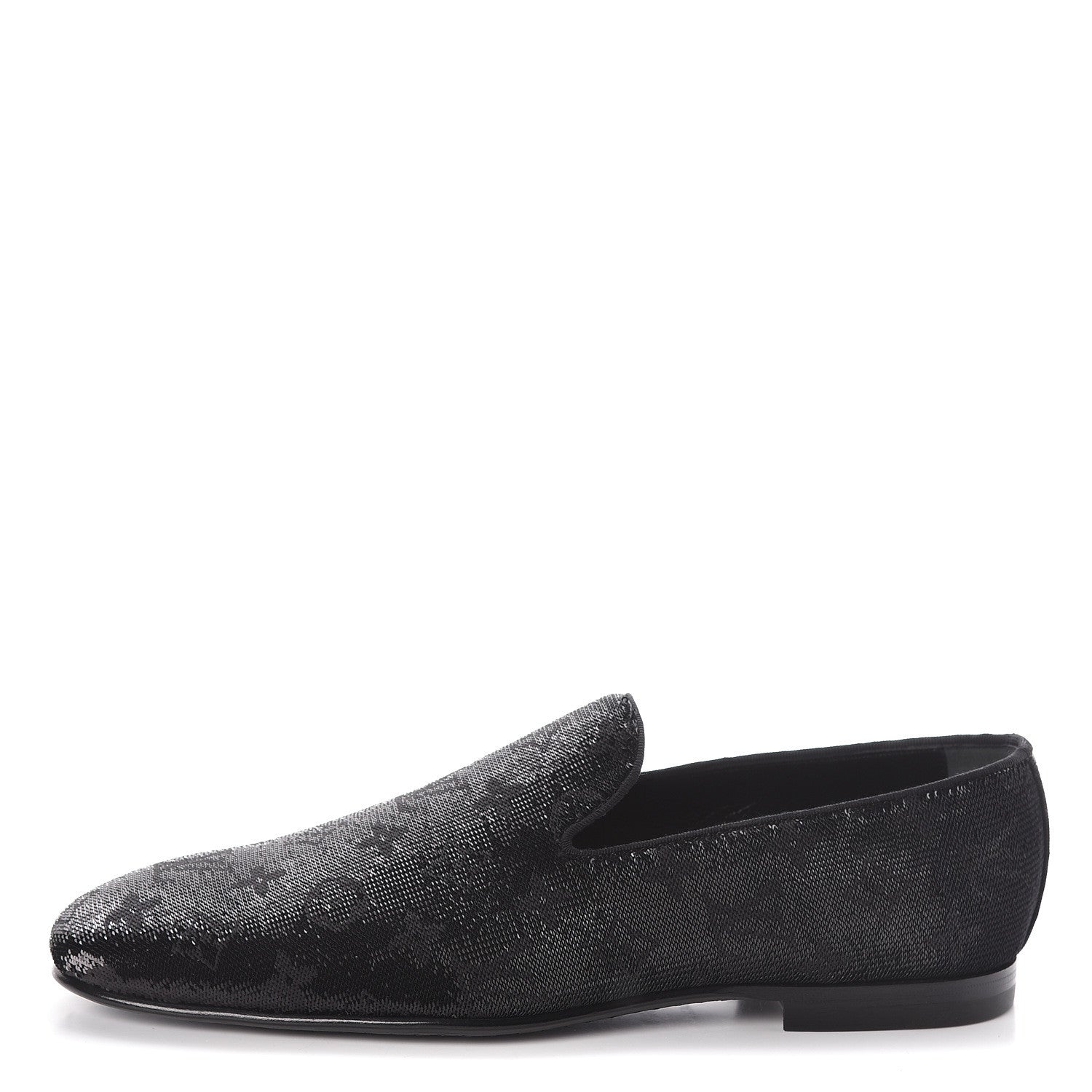 Louis Vuitton Monogram Embroided Sequins Mens Grenelle Richelieu Shoes 8.5 Black 1 of 7
