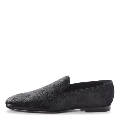 Louis Vuitton Monogram Embroided Sequins Mens Grenelle Richelieu Shoes 8.5 Black 1 of 7