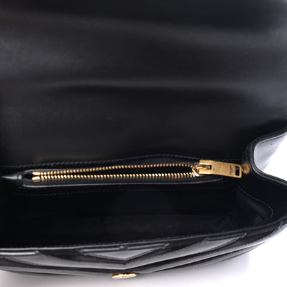 Saint Laurent Calfskin Suede Matelasse Chevron Monogram Medium College Bag Black 4 of 4
