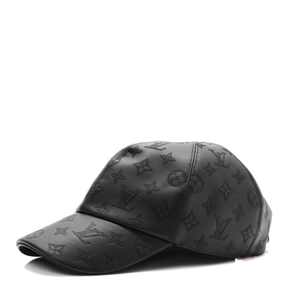Louis Vuitton Calfskin Monogram Shadow Baseball Cap 62 Black 1 of 9