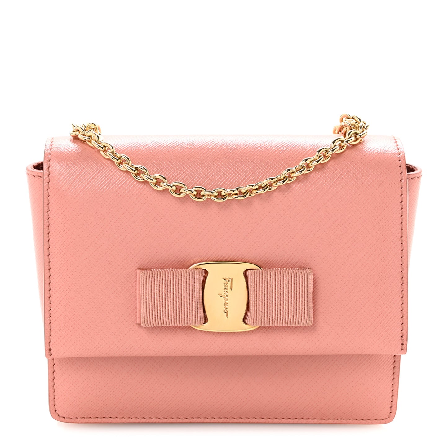 Hammered Calfskin Mini Vara Bow Crossbody Bag Pink