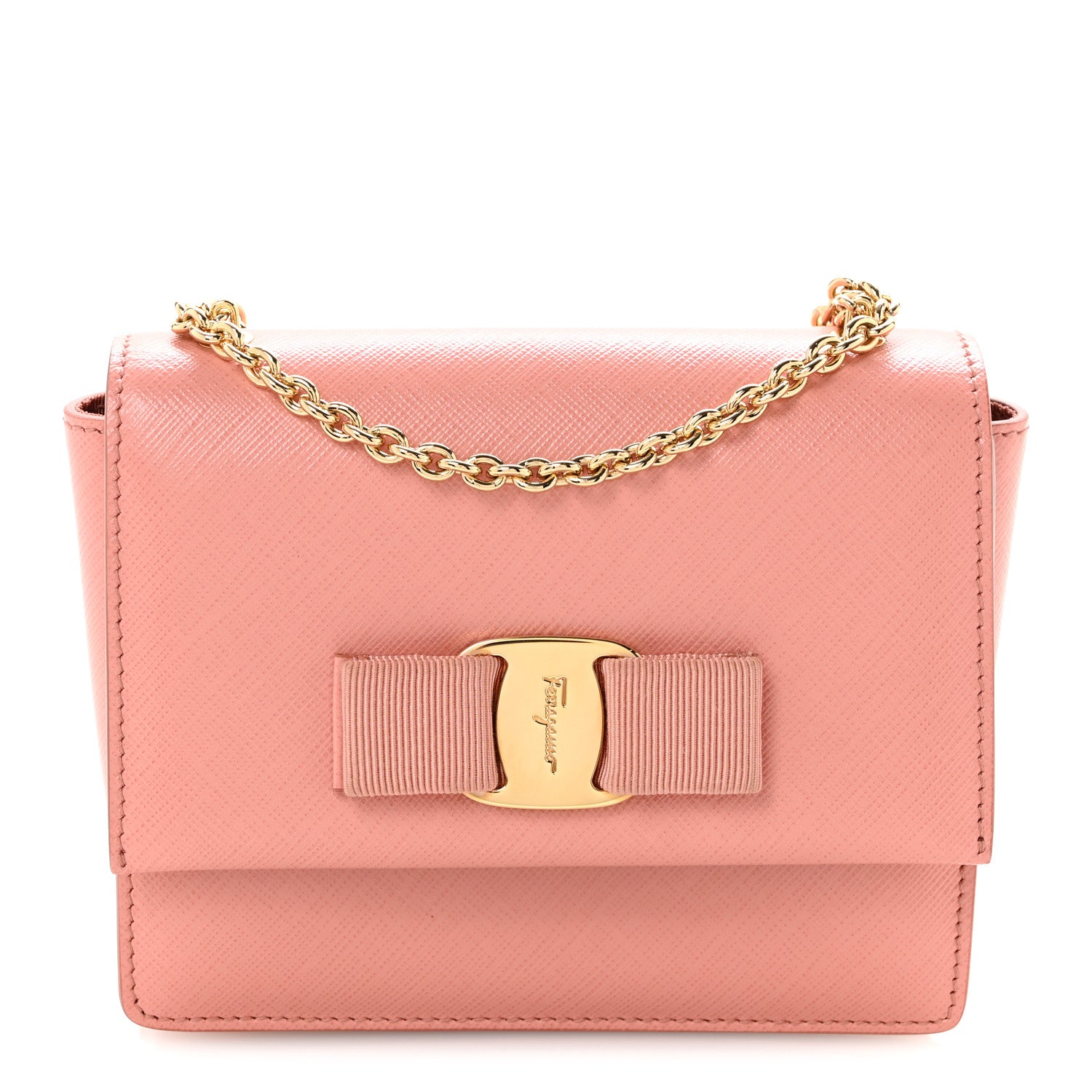 Salvatore Ferragamo Hammered Calfskin Mini Vara Bow Crossbody Bag Pink 1 of 11