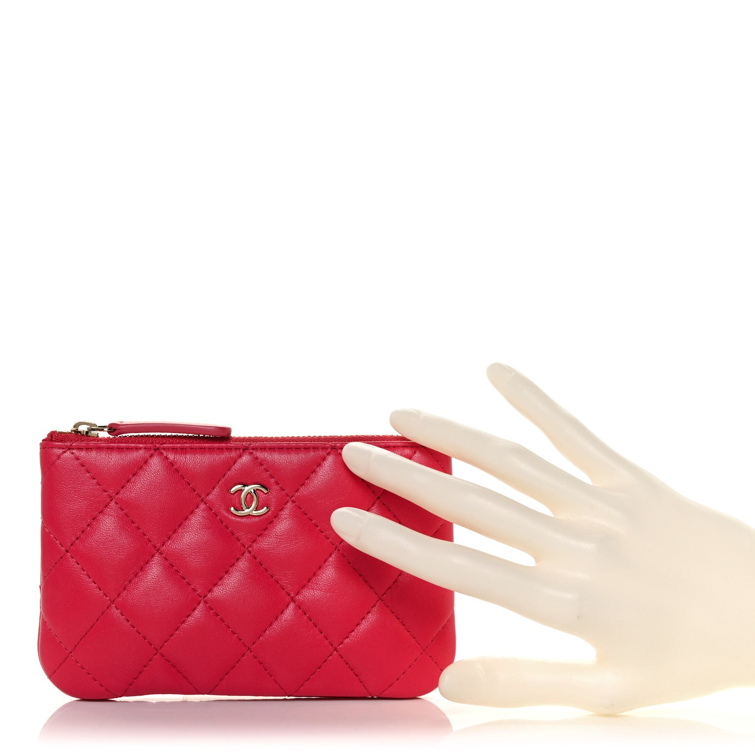 Chanel Lambskin Quilted Small Cosmetic Case Dark Pink 2 of 11